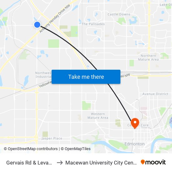 Gervais Rd & Levasseur Rd to Macewan University City Centre Campus map