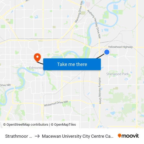 Strathmoor Wy to Macewan University City Centre Campus map