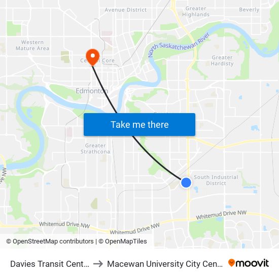 Davies Transit Centre Bay D to Macewan University City Centre Campus map