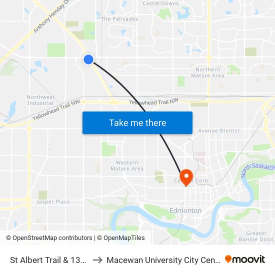 St Albert Trail & 137 Avenue to Macewan University City Centre Campus map