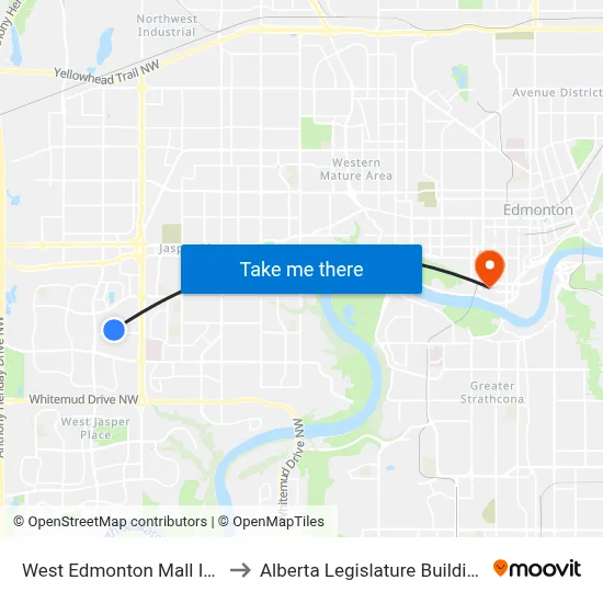 West Edmonton Mall Inn to Alberta Legislature Building map