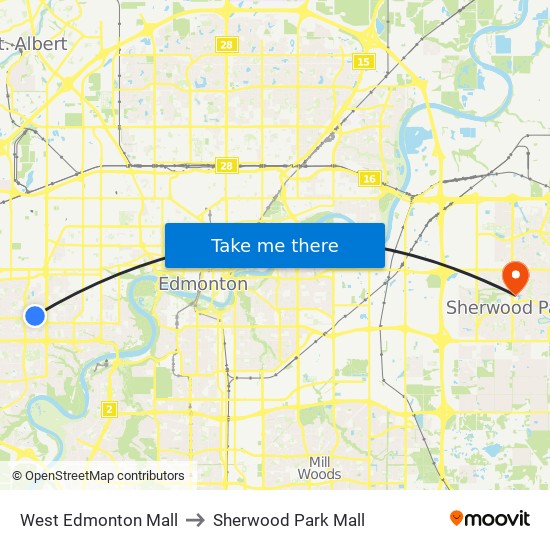 West Edmonton Mall Edmonton To Sherwood Park Mall Strathcona County With Public Transportation