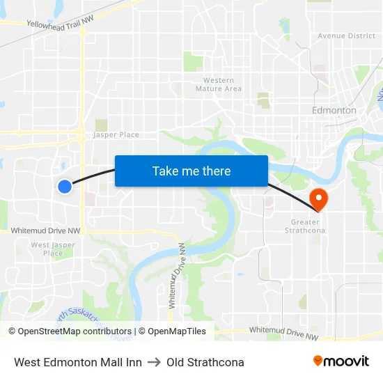 West Edmonton Mall Inn to Old Strathcona map