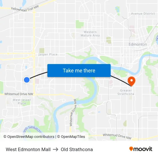 West Edmonton Mall to Old Strathcona map