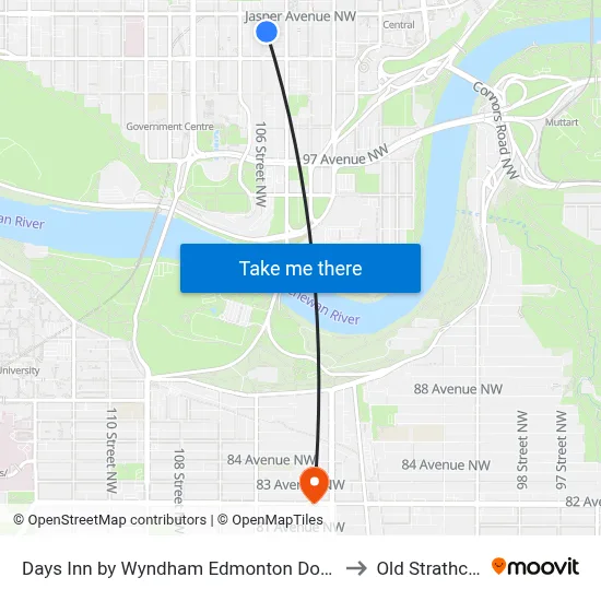 Days Inn by Wyndham Edmonton Downtown to Old Strathcona map