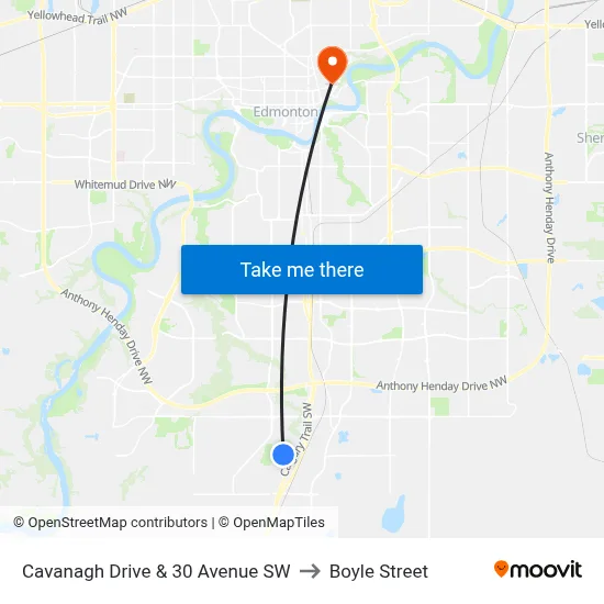 Cavanagh Drive & 30 Avenue SW to Boyle Street map