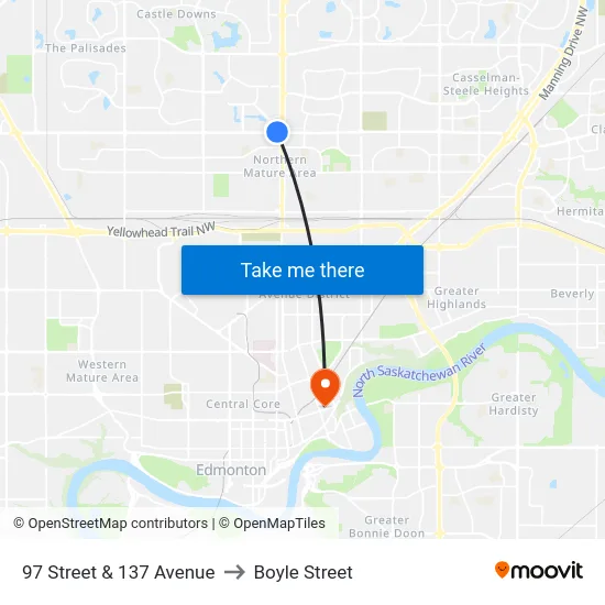 97 Street & 137 Avenue to Boyle Street map