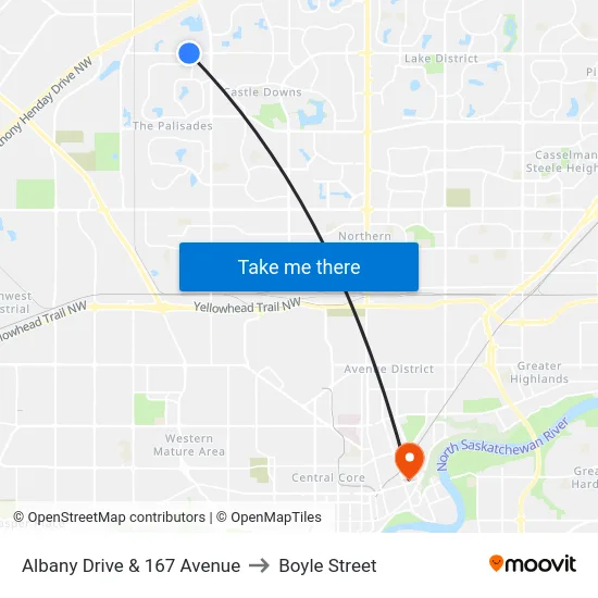 Albany Drive & 167 Avenue to Boyle Street map