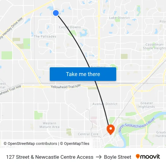 127 Street & Newcastle Centre Access to Boyle Street map