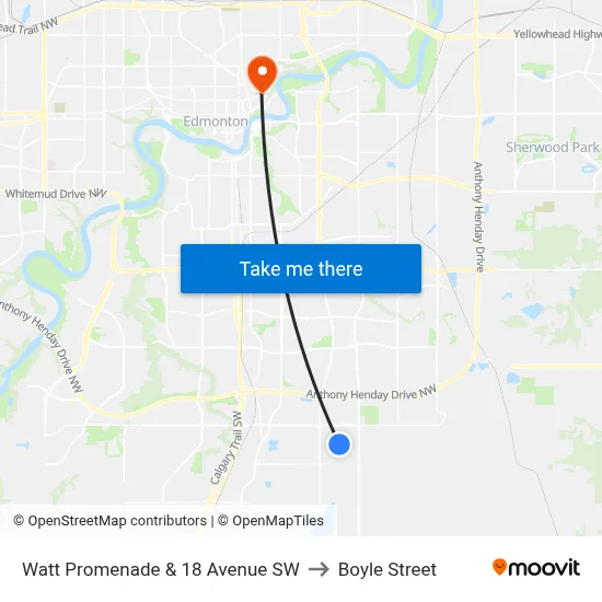 Watt Promenade & 18 Avenue SW to Boyle Street map