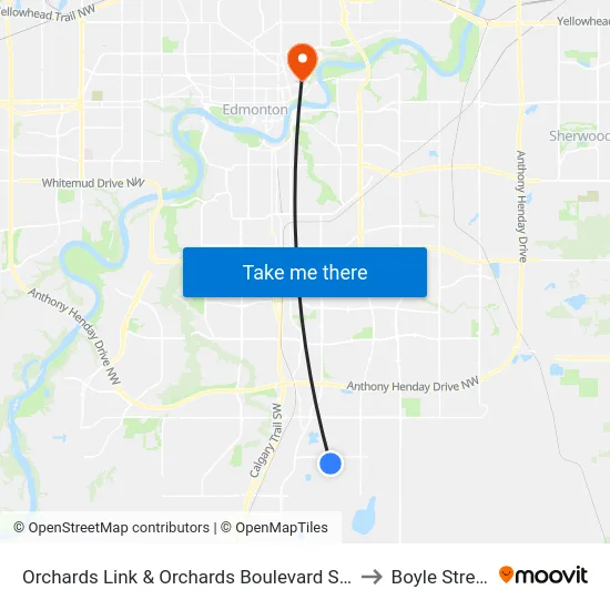 Orchards Link & Orchards Boulevard SW to Boyle Street map