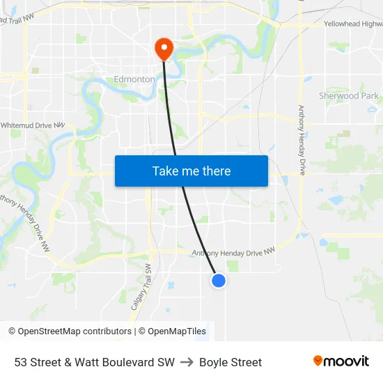 53 Street & Watt Boulevard SW to Boyle Street map