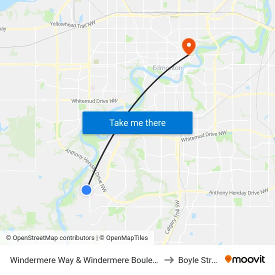 Windermere Way & Windermere Boulevard to Boyle Street map