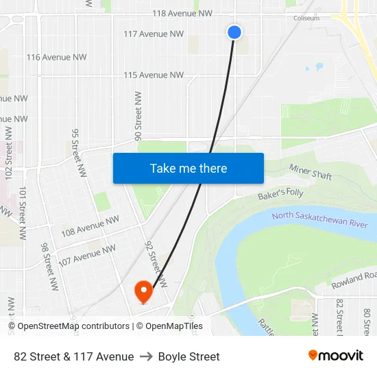 82 Street & 117 Avenue to Boyle Street map