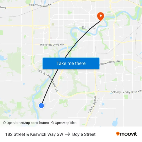 182 Street & Keswick Way SW to Boyle Street map