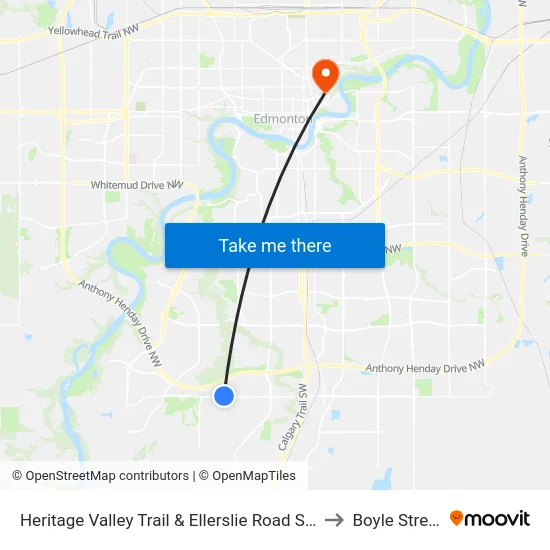 Heritage Valley Trail & Ellerslie Road SW to Boyle Street map