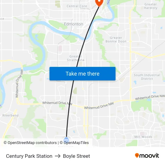 Century Park Station to Boyle Street map