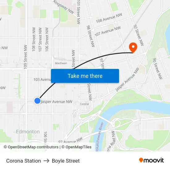Corona Station to Boyle Street map
