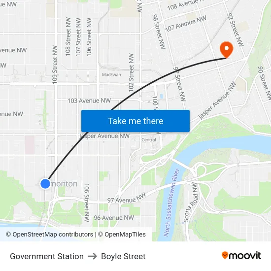 Government Station to Boyle Street map
