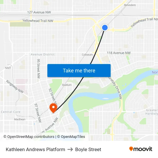 Kathleen Andrews Platform to Boyle Street map