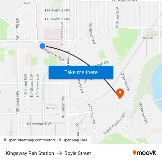 Kingsway Rah Station to Boyle Street map