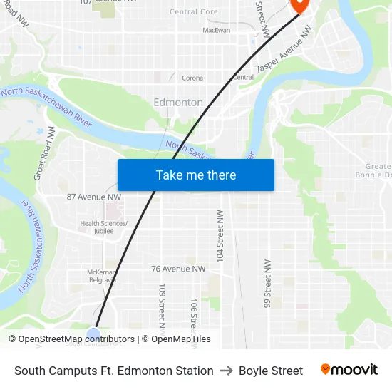 South Camputs Ft. Edmonton Station to Boyle Street map