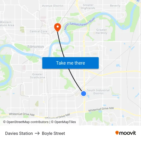 Davies Station to Boyle Street map