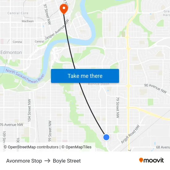 Avonmore Stop to Boyle Street map