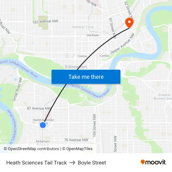 Heath Sciences Tail Track to Boyle Street map