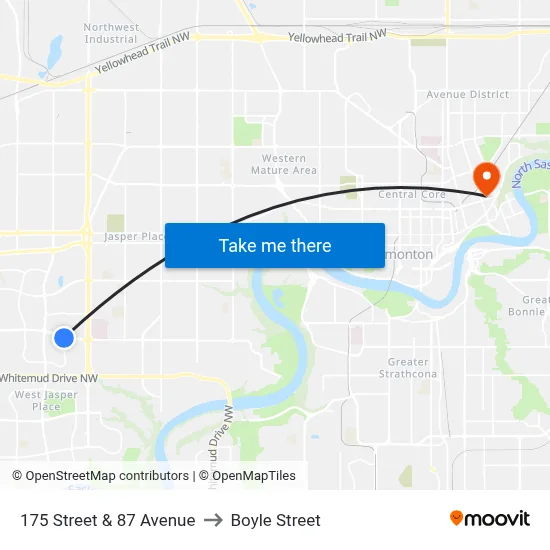 175 Street & 87 Avenue to Boyle Street map