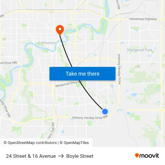 24 Street & 16 Avenue to Boyle Street map