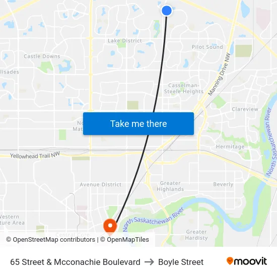 65 Street & Mcconachie Boulevard to Boyle Street map