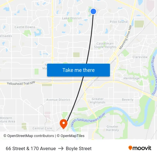 66 Street & 170 Avenue to Boyle Street map