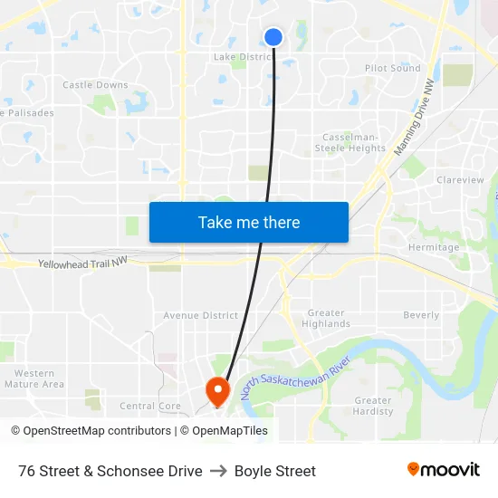 76 Street & Schonsee Drive to Boyle Street map