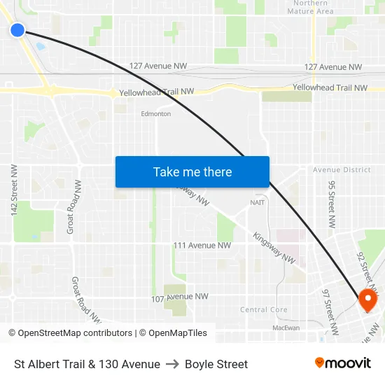 St Albert Trail & 130 Avenue to Boyle Street map