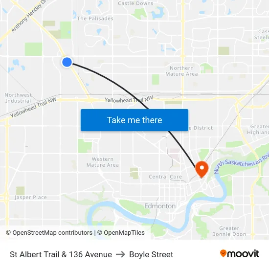 St Albert Trail & 136 Avenue to Boyle Street map