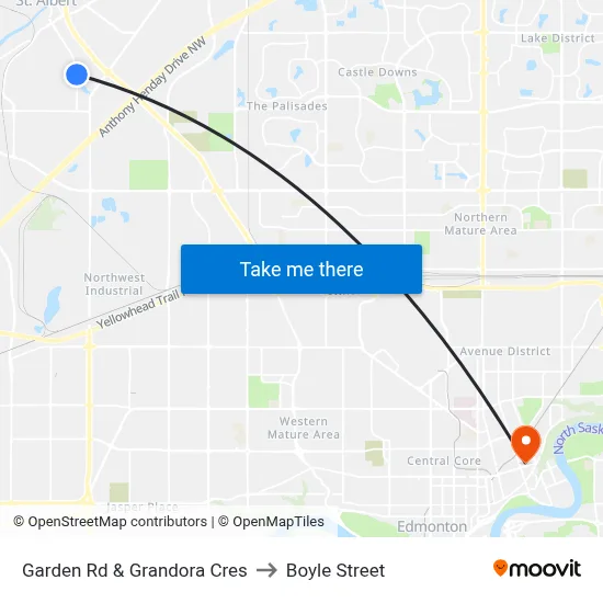 Garden Rd & Grandora Cres to Boyle Street map