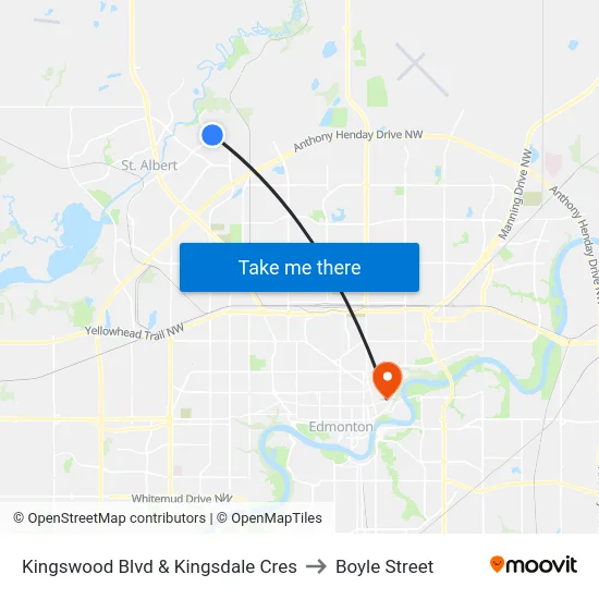Kingswood Blvd & Kingsdale Cres to Boyle Street map