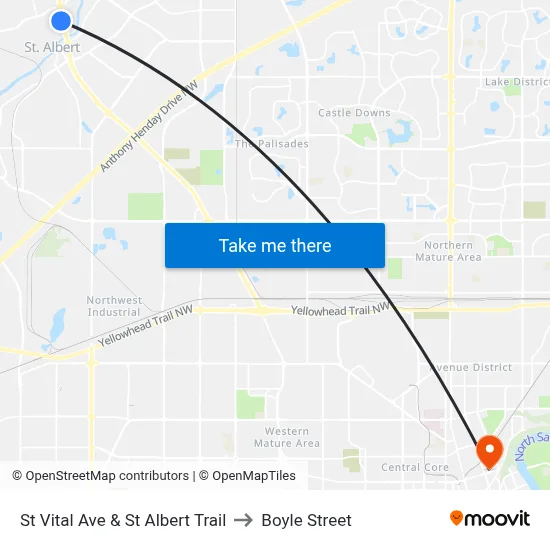 St Vital Ave & St Albert Trail to Boyle Street map