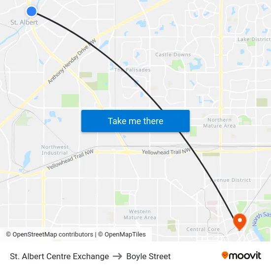St. Albert Centre Exchange to Boyle Street map