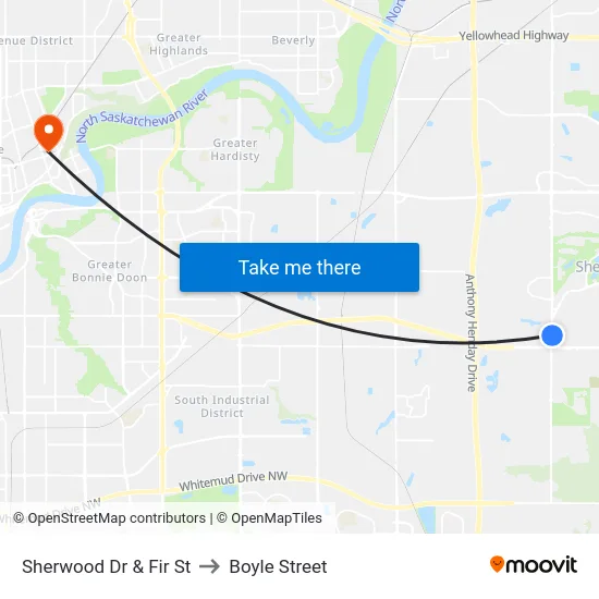 Sherwood Dr & Fir St to Boyle Street map