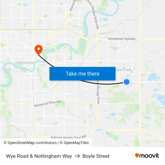 Wye Road & Nottingham Way to Boyle Street map