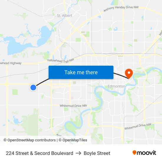224 Street & Secord Boulevard to Boyle Street map