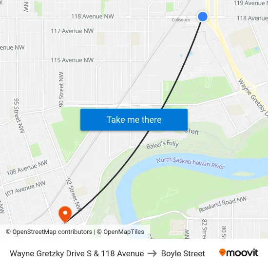 Wayne Gretzky Drive S & 118 Avenue to Boyle Street map