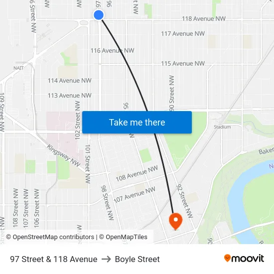 97 Street & 118 Avenue to Boyle Street map