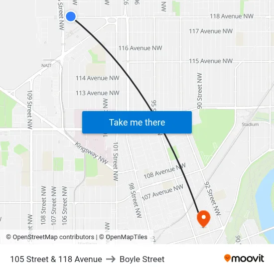 105 Street & 118 Avenue to Boyle Street map
