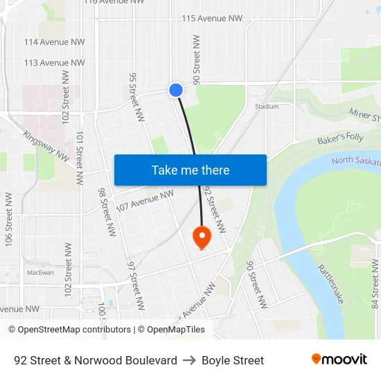 92 Street & Norwood Boulevard to Boyle Street map
