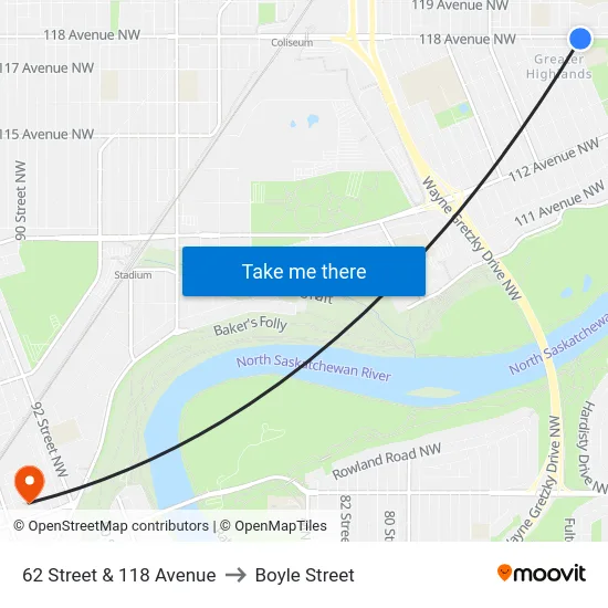 62 Street & 118 Avenue to Boyle Street map