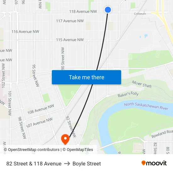 82 Street & 118 Avenue to Boyle Street map