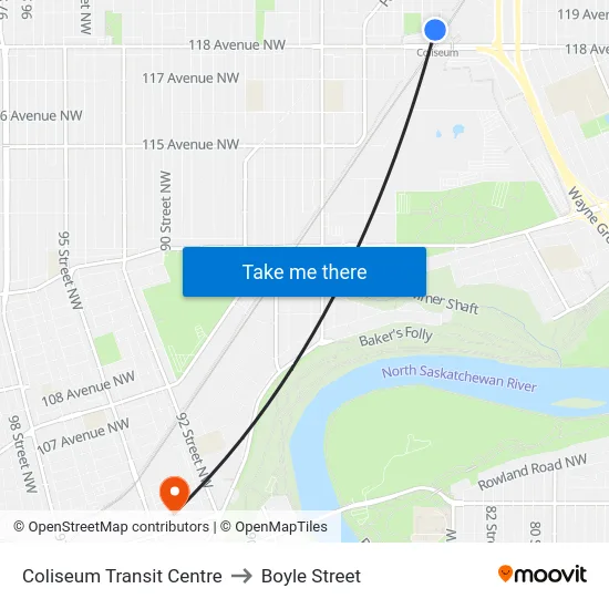 Coliseum Transit Centre to Boyle Street map